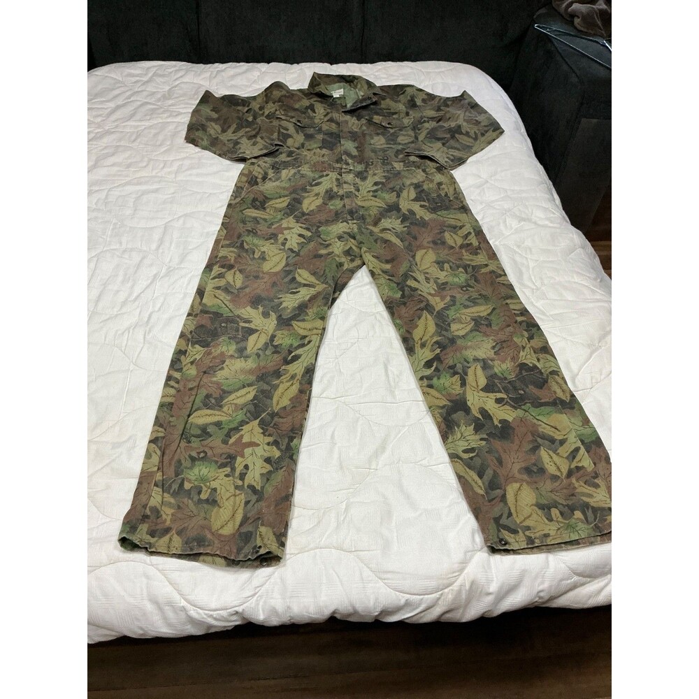 Vintage Gander Mountain Kelly Cooper Tru Leaf Camo Jumpsuit Overalls Coveralls